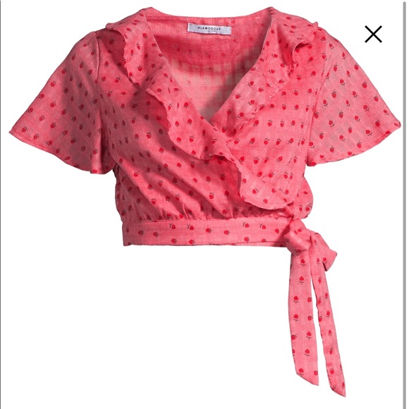 Glamourous Tops - Glamorous Coral Rosebud Cropped Wrap Top Size 12 NWT